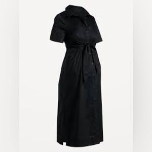 Old Navy Maternity Midi Shirt Dress, Small. Black